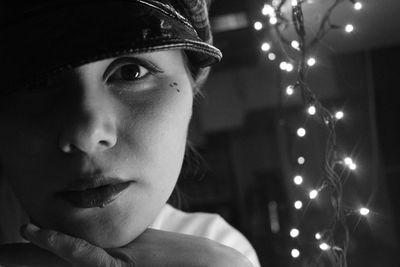 Close-up portrait of teenage girl looking away