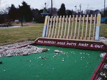 Empty benches in park