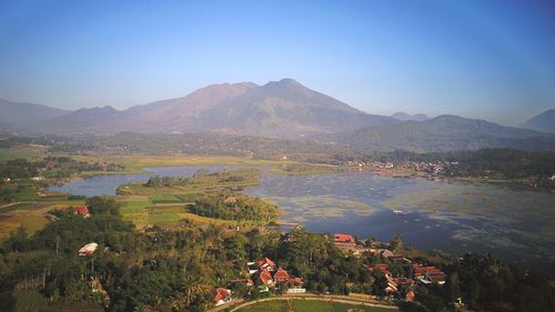 Scenic view of mountains against clear sky