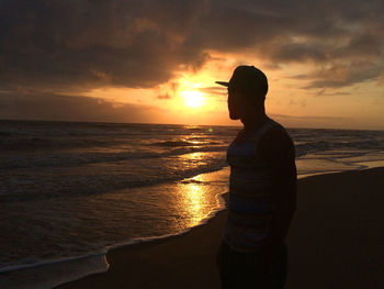 Scenic view of sea at sunset