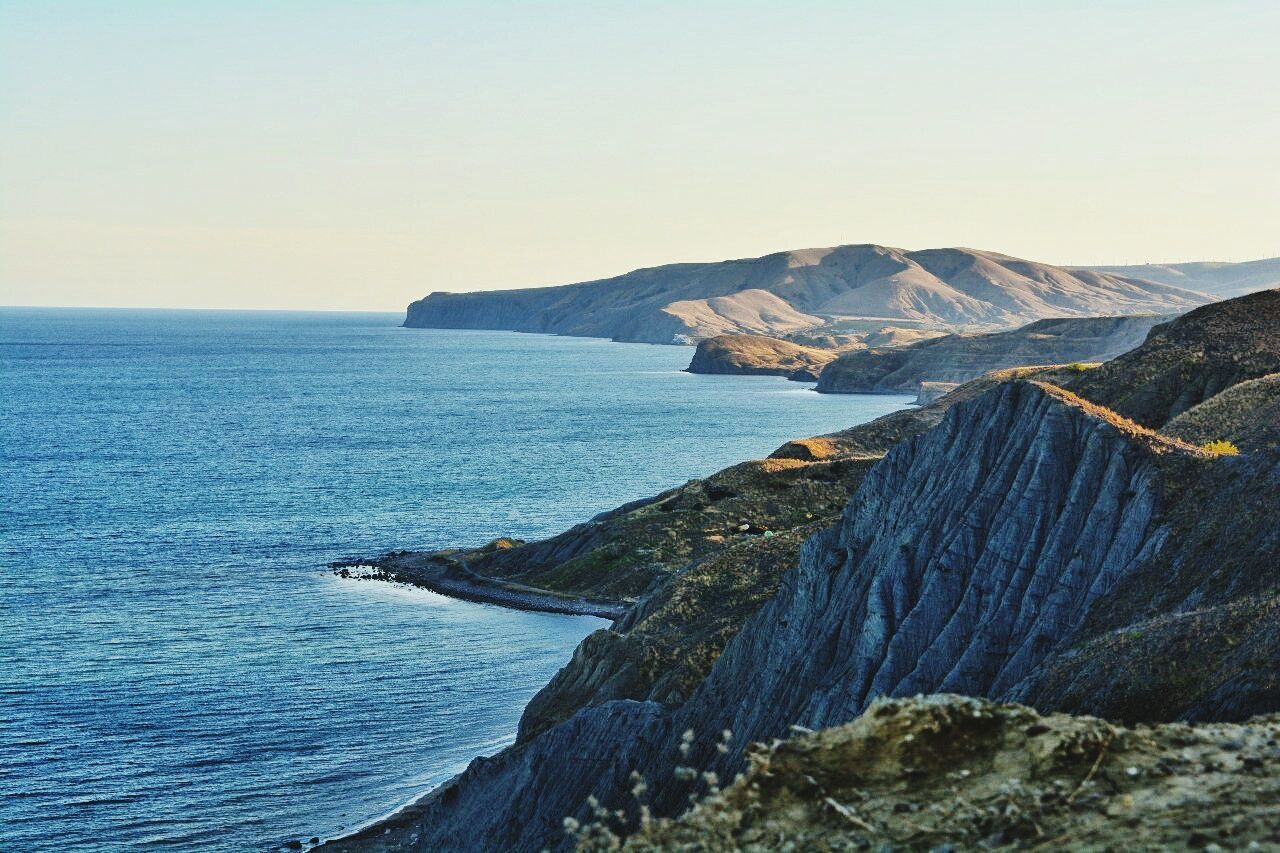 SCENIC VIEW OF SEA AGAINST CLEAR SKY