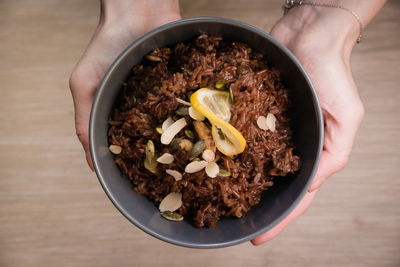 Close-up of hands holding food