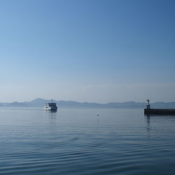 Scenic view of sea against clear sky