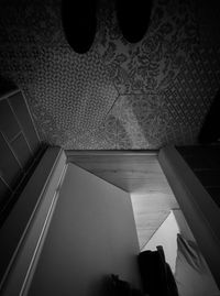 High angle view of staircase in building
