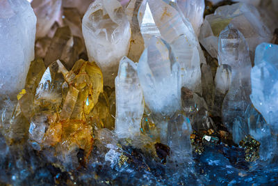 Close-up of ice crystals on rock