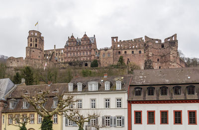 Impression of heidelberg with castle in germany at winter time