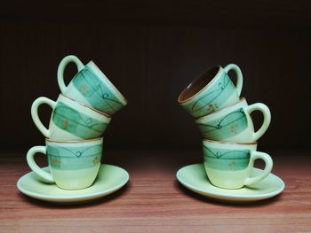 Close-up of coffee cup on table