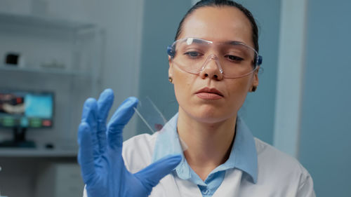 Portrait of young woman in hospital