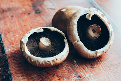 Close-up of mushrooms on table