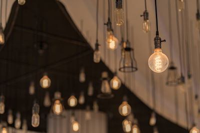 Close-up of illuminated chandelier