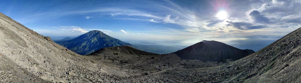 Panoramic view of mountains against sky