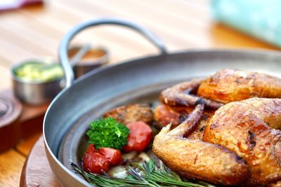 Close-up of meal served in plate