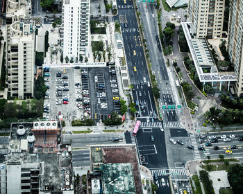 High angle view of city street