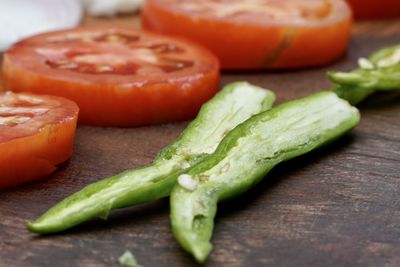 Close-up of chopped vegetables on cutting board