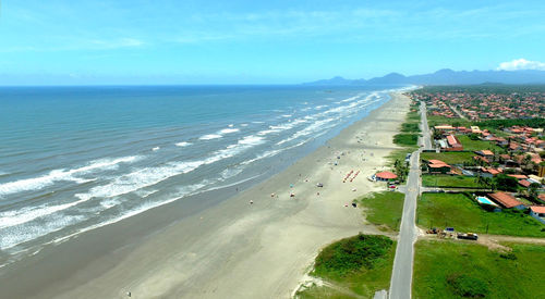 High angle view of beach against sky