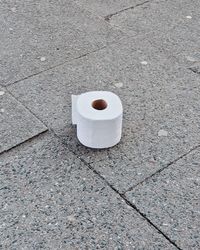 High angle view of text on footpath