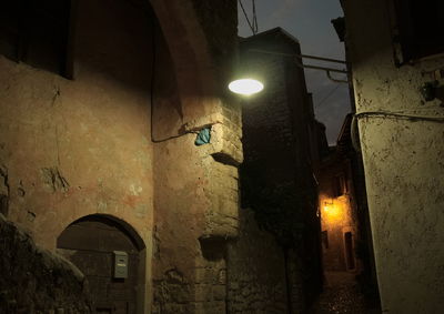 Illuminated street light at night