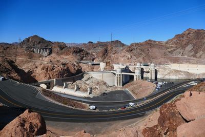 High angle view of dam on mountain