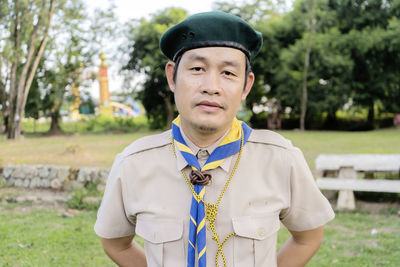 Boy scout, costume based on the director scout in thailand. traditional boy scout costume.