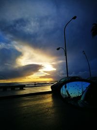 Scenic view of sea against dramatic sky