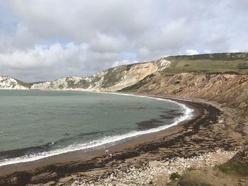 Scenic view of beach against sky