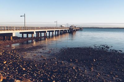 View of pier on beach