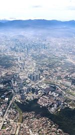 High angle view of city buildings