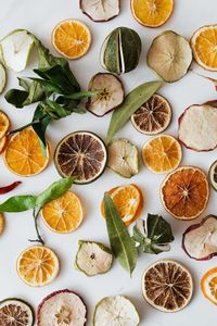 High angle view of fruits on table