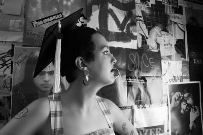 Portrait of young woman looking away