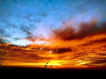 Scenic view of dramatic sky during sunset