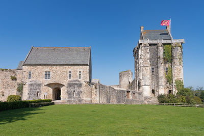 Low angle view of castle against clear sky