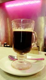 Close-up of drink in glass on table