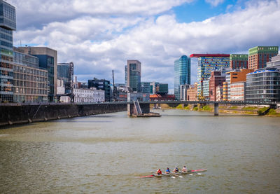 High angle view of buildings in background