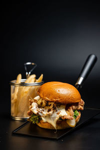 Close-up of food on table