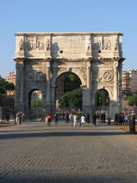 Group of people in front of historical building