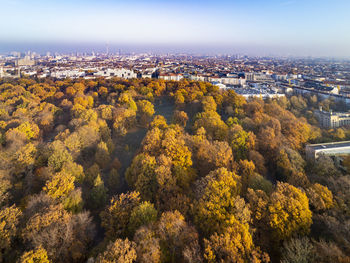 High angle view of townscape against sky