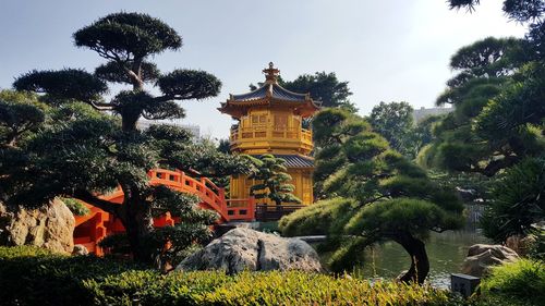 Low angle view of statue against sky