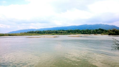 Scenic view of lake against sky