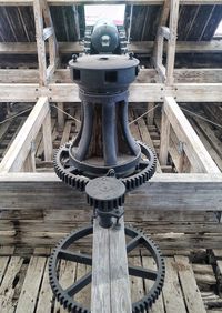 High angle view of bicycle wheel