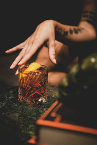 Negroni cocktail on the rock