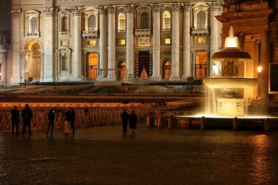 Illuminated building at night
