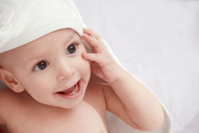 Portrait of cute boy smiling