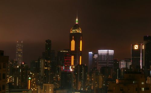 City lit up at night