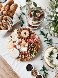 High angle view of food on table