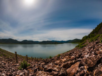 Scenic view of lake against sky