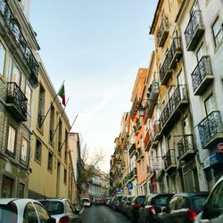 Low angle view of residential buildings against sky