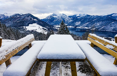 Snow covered mountain against sky