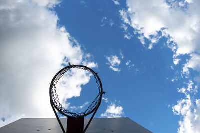 Low angle view of basketball hoop against sky