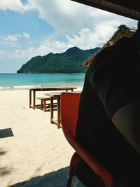 Scenic view of beach against sky