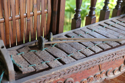 Close-up of rusty metal fence